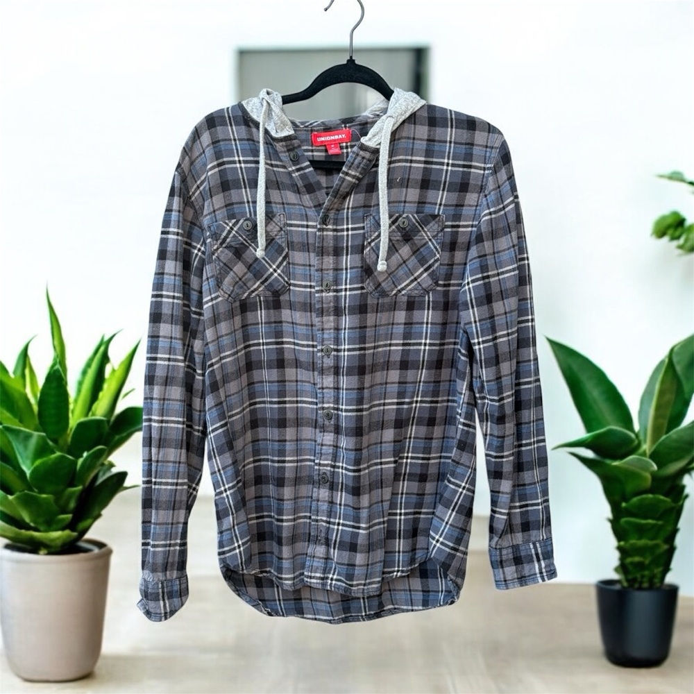Union Bay Hooded Flannel Button Down Size Medium